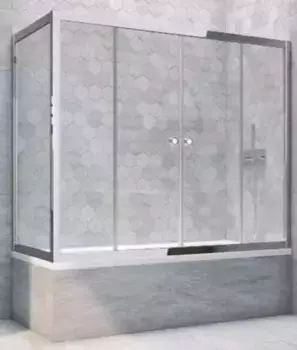 Шторка на ванну стеклянная «Vegas Glass» Z2V+ZVF Tur Novo 200/90 прозрачная/хром глянцевая универсальная