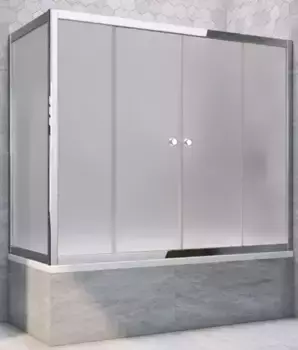 Шторка на ванну стеклянная «Vegas Glass» Z2V+ZVF Tur Novo 200/90 сатин/хром глянцевая универсальная