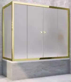 Шторка на ванну стеклянная «Vegas Glass» Z2V+ZVF Tur Novo 200/90 сатин/золото универсальная