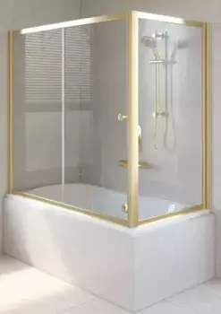 Шторка на ванну стеклянная «Vegas Glass» ZV+ZVF Tur Novo 180/75/140 прозрачная/золото универсальная
