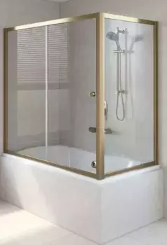 Шторка на ванну стеклянная «Vegas Glass» ZV+ZVF Tur Novo 180/75/140 бронза/золото универсальная