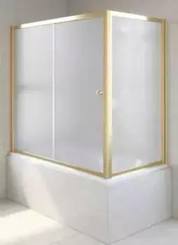 Шторка на ванну стеклянная «Vegas Glass» ZV+ZVF Tur Novo 180/75/140 сатин/золото универсальная