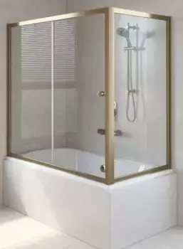 Шторка на ванну стеклянная «Vegas Glass» ZV+ZVF Tur Novo 180/80/140 бронза/бронза универсальная