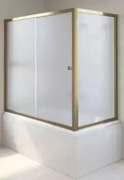 Шторка на ванну стеклянная «Vegas Glass» ZV+ZVF Tur Novo 180/85/140 сатин/бронза универсальная