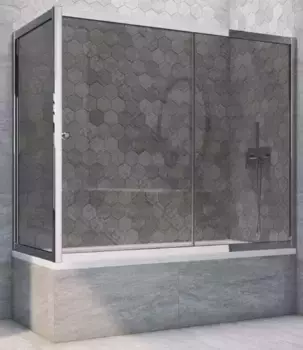 Шторка на ванну стеклянная «Vegas Glass» ZV+ZVF Tur Novo 170/85 графит/хром глянцевый универсальная