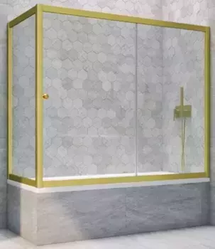 Шторка на ванну стеклянная «Vegas Glass» ZV+ZVF Novo 150/75 прозрачная/золото матовое универсальная