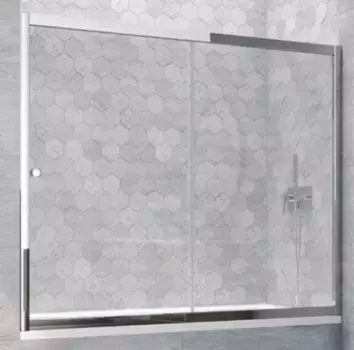 Шторка на ванну стеклянная «Vegas Glass» ZV TUR NOVO 190/140 прозрачная/хром глянцевая универсальная