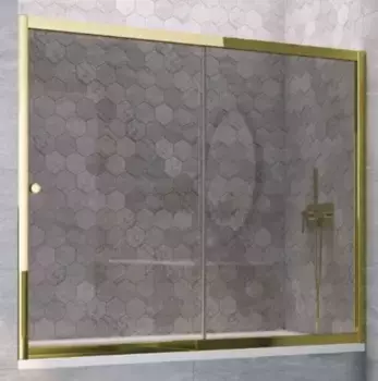 Шторка на ванну стеклянная «Vegas Glass» ZV TUR NOVO 190/140 графит/золото глянцевое универсальная