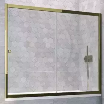 Шторка на ванну стеклянная «Vegas Glass» ZV TUR NOVO 190/140 прозрачная/бронза универсальная