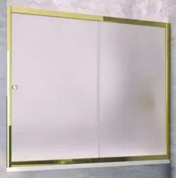 Шторка на ванну стеклянная «Vegas Glass» ZV TUR NOVO 190/140 сатин/золото глянцевое универсальная