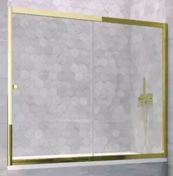 Шторка на ванну стеклянная «Vegas Glass» ZV TUR NOVO 190/140 Crystal vision/золото глянцевое универсальная