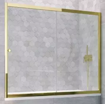 Шторка на ванну стеклянная «Vegas Glass» ZV TUR NOVO 190/140 прозрачная/золото глянцевое универсальная