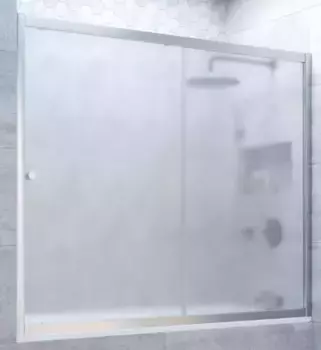 Шторка на ванну стеклянная «Vegas Glass» ZV Novo 190/140 сатин/хром матовая универсальная