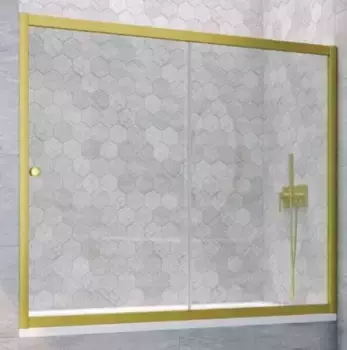 Шторка на ванну стеклянная «Vegas Glass» ZV Novo 190/140 прозрачная/золото матовое универсальная