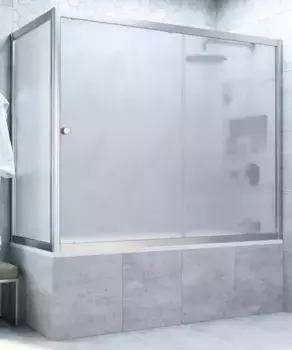 Шторка на ванну стеклянная «Vegas Glass» ZV+ZVF Novo 160/85/140 сатин/матовый хром универсальная