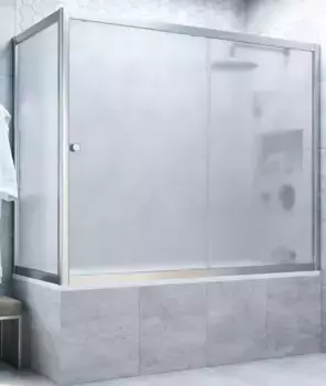 Шторка на ванну стеклянная «Vegas Glass» ZV+ZVF Novo 150/80/140 сатин/матовый хром универсальная