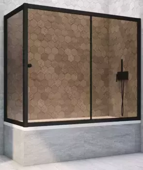 Шторка на ванну стеклянная «Vegas Glass» ZV+ZVF Novo 170/70 бронза/чёрная матовая универсальная