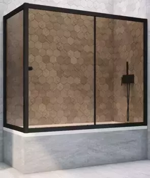 Шторка на ванну стеклянная «Vegas Glass» ZV+ZVF Novo 160/70 бронза/чёрная матовая универсальная