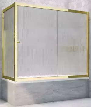Шторка на ванну стеклянная «Vegas Glass» ZV+ZVF Tur Novo 170/80 Moru рифлёная/золото глянцевое универсальная