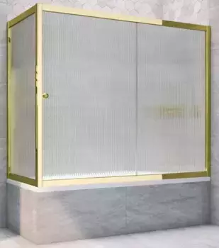 Шторка на ванну стеклянная «Vegas Glass» ZV+ZVF Tur Novo 150/75 Moru рифлёная/золото глянцевое универсальная