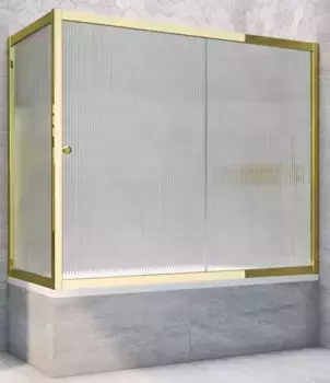 Шторка на ванну стеклянная «Vegas Glass» ZV+ZVF Tur Novo 150/80 Moru рифлёная/золото глянцевое универсальная