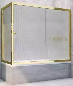 Шторка на ванну стеклянная «Vegas Glass» ZV+ZVF Tur Novo 150/70 Moru рифлёная/золото глянцевое универсальная