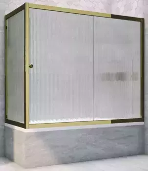 Шторка на ванну стеклянная «Vegas Glass» ZV+ZVF Tur Novo 150/75 Moru рифлёная/бронза универсальная