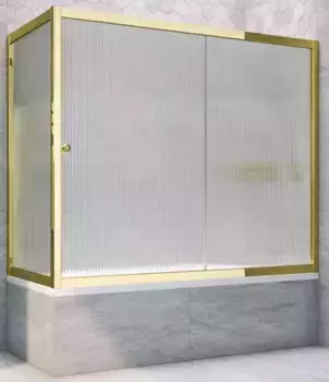 Шторка на ванну стеклянная «Vegas Glass» ZV+ZVF Tur Novo 170/70 Moru рифлёная/золото глянцевое универсальная