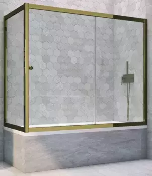 Шторка на ванну стеклянная «Vegas Glass» ZV+ZVF Tur Novo 150/85/140 прозрачная/бронза универсальная