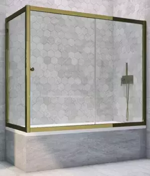 Шторка на ванну стеклянная «Vegas Glass» ZV+ZVF Tur Novo 160/80/140 прозрачная/бронза универсальная