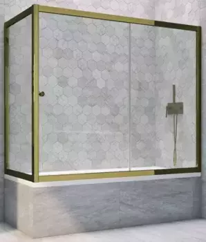 Шторка на ванну стеклянная «Vegas Glass» ZV+ZVF Tur Novo 150/90/140 прозрачная/бронза универсальная