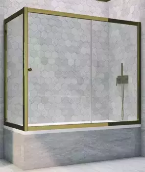 Шторка на ванну стеклянная «Vegas Glass» ZV+ZVF Tur Novo 170/85/140 прозрачная/бронза универсальная