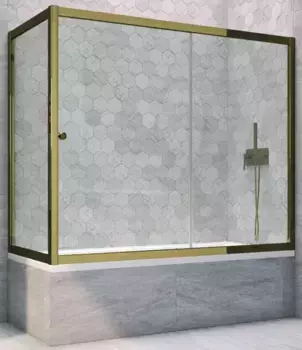 Шторка на ванну стеклянная «Vegas Glass» ZV+ZVF Tur Novo 180/90/140 прозрачная/бронза универсальная