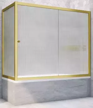 Шторка на ванну стеклянная «Vegas Glass» ZV+ZVF Novo 150/80 Moru рифлёная/золото матовое универсальная