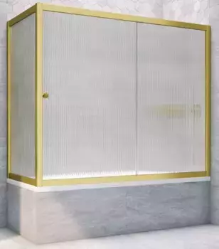 Шторка на ванну стеклянная «Vegas Glass» ZV+ZVF Novo 170/85 Moru рифлёная/золото матовое универсальная
