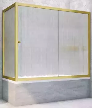 Шторка на ванну стеклянная «Vegas Glass» ZV+ZVF Novo 150/90 Moru рифлёная/золото матовое универсальная