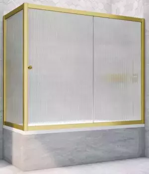 Шторка на ванну стеклянная «Vegas Glass» ZV+ZVF Novo 160/80 Moru рифлёная/золото матовое универсальная