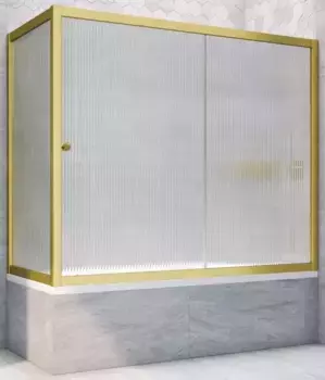 Шторка на ванну стеклянная «Vegas Glass» ZV+ZVF Novo 150/70 Moru рифлёная/золото матовое универсальная