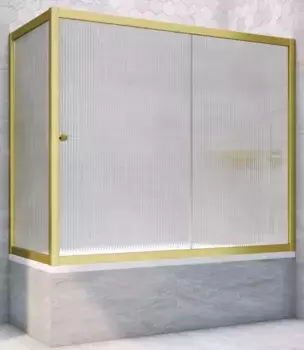 Шторка на ванну стеклянная «Vegas Glass» ZV+ZVF Novo 150/85 Moru рифлёная/золото матовое универсальная