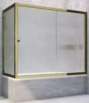 Шторка на ванну стеклянная «Vegas Glass» ZV+ZVF Tur Novo 150/90 Moru рифлёная/бронза универсальная