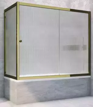 Шторка на ванну стеклянная «Vegas Glass» ZV+ZVF Tur Novo 160/85 Moru рифлёная/бронза универсальная