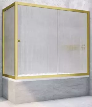 Шторка на ванну стеклянная «Vegas Glass» ZV+ZVF Novo 160/75 Moru рифлёная/золото матовое универсальная