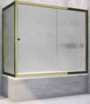 Шторка на ванну стеклянная «Vegas Glass» ZV+ZVF Tur Novo 160/90 Moru рифлёная/бронза универсальная