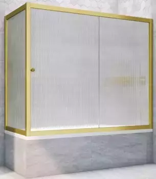 Шторка на ванну стеклянная «Vegas Glass» ZV+ZVF Novo 180/70 Moru рифлёная/золото матовое универсальная