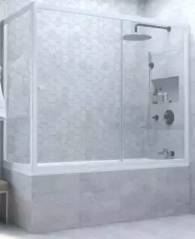 Шторка на ванну стеклянная «Vegas Glass» ZV+ZVF Novo 180/85/140 прозрачная/белая универсальная