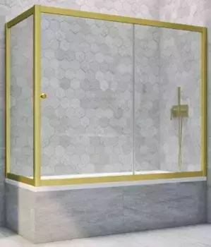Шторка на ванну стеклянная «Vegas Glass» ZV+ZVF Novo 180/80 Crystal vision/золото матовое универсальная