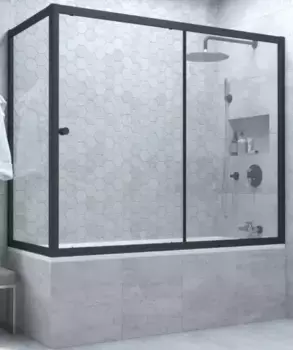 Шторка на ванну стеклянная «Vegas Glass» ZV+ZVF Novo 180/80 Crystal vision/чёрная матовая универсальная