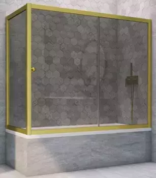 Шторка на ванну стеклянная «Vegas Glass» ZV+ZVF Novo 180/80 графит/золото матовое универсальная