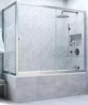 Шторка на ванну стеклянная «Vegas Glass» ZV+ZVF Novo 180/90 Crystal vision/хром матовый универсальная