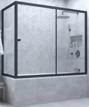 Шторка на ванну стеклянная «Vegas Glass» ZV+ZVF Novo 180/85 Crystal vision/чёрная матовая универсальная